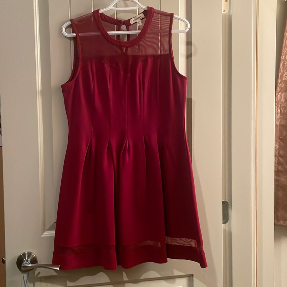 Ruby Red Sleeveless Illusion Sweetheart Dress